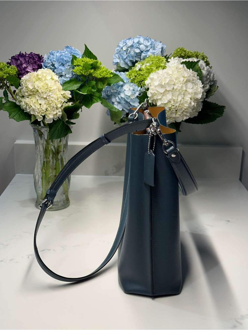 Coach Mollie Bucket Bag CA214 Denim Leather Blue NWOT + Dust Bag + COA - Picture 4 of 16